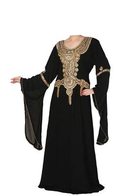 Black georgette zari stone work islamic style farasha 1