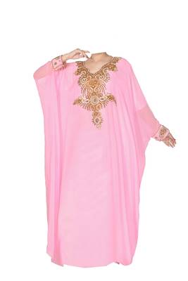 Pink georgette zari stone work islamic style farasha 1