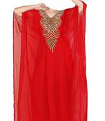 Red georgette zari stone work islamic style farasha