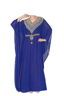 Blue georgette zari stone work islamic style farasha 1