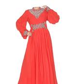 Peach georgette zari stone work islamic style farasha
