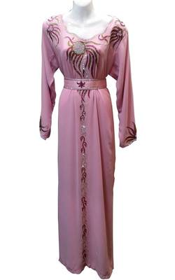Pink georgette zari stone work islamic style kaftan 1
