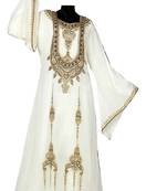 Off white georgette zari stone work islamic style kaftan