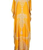Yellow georgette zari stone work islamic style kaftan