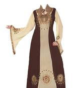 Brown georgette zari stone work islamic style kaftan