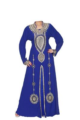 Blue georgette zari stone work islamic style kaftan 1