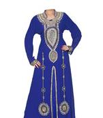 Blue georgette zari stone work islamic style kaftan