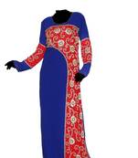 Blue and red georgette zari stone work islamic style kaftan