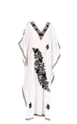 White georgette zari stone work islamic style farasha 1