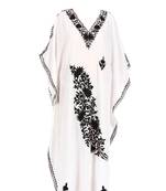 White georgette zari stone work islamic style farasha