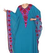 Turquoise georgette zari stone work islamic style farasha