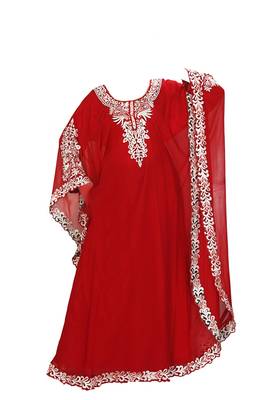 Maroon georgette zari stone work islamic style farasha 1