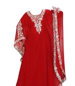 Maroon georgette zari stone work islamic style farasha