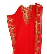 Red georgette zari stone work islamic style farasha