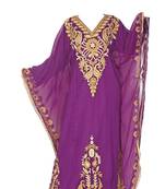 Purple georgette zari stone work islamic style farasha
