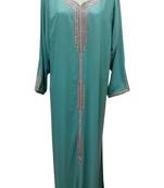 Sea green georgette zari stone work islamic abaya