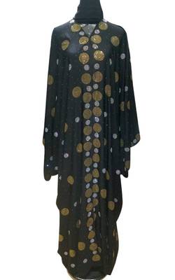 Black georgette zari stone work islamic abaya 1