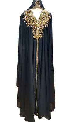 Black Georgette Zari Work Abaya 1