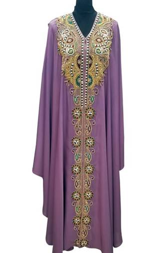 Purple georgette zari stone work islamic abaya