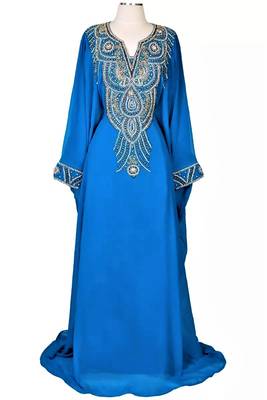Blue georgette zari and stone work islamic farasha 1