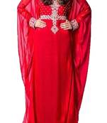 Red georgette zari and stone work islamic farasha