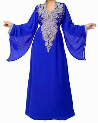 Blue georgette zari and stone work islamic farasha 1