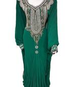 Green georgette zari and stone work islamic farasha