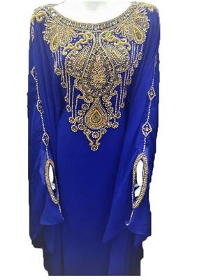 Blue georgette zari and stone work islamic farasha 1