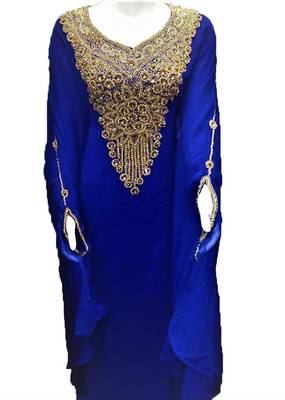 Blue georgette zari and stone work islamic farasha 1