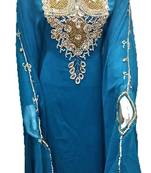 Turquoise georgette zari and stone work islamic farasha