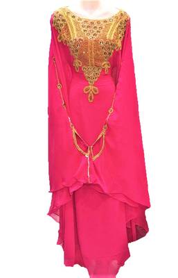 Pink georgette zari and stone work islamic farasha 1