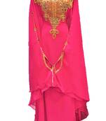 Pink georgette zari and stone work islamic farasha
