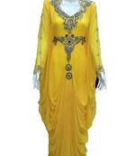 Yellow georgette zari and stone work islamic farasha