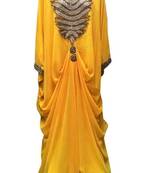 Yellow georgette zari and stone work islamic farasha