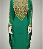 Green georgette zari and stone work islamic farasha