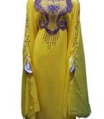 Yellow georgette zari and stone work islamic farasha