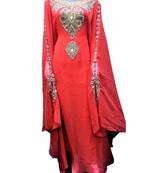 Red georgette zari and stone work islamic farasha