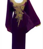 Violet georgette zari and stone work islamic farasha
