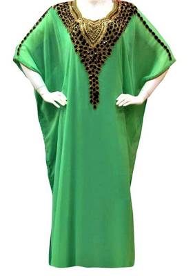 Green georgette zari and stone work islamic farasha 1