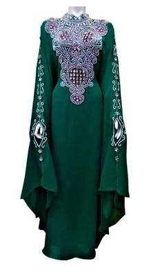Green georgette zari and stone work islamic farasha 1