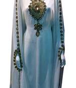 White georgette zari and stone work islamic farasha