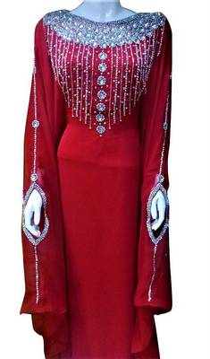 Red georgette zari and stone work islamic farasha 1