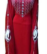 Red georgette zari and stone work islamic farasha
