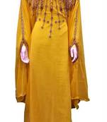 Yellow georgette zari and stone work islamic farasha