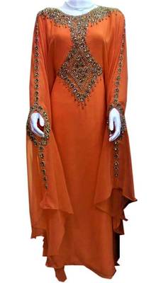 Orange georgette zari and stone work islamic farasha 1