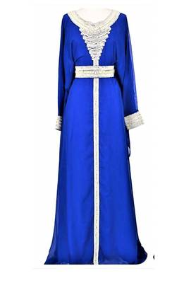 Blue georgette zari and stone work islamic farasha 1