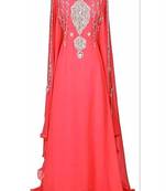 Peach georgette zari and stone work islamic farasha