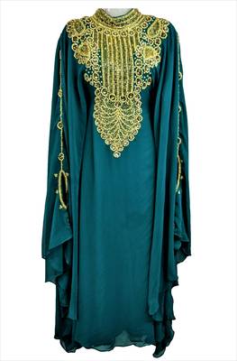 Green georgette zari and stone work islamic farasha 1