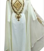 White georgette zari and stone work islamic farasha