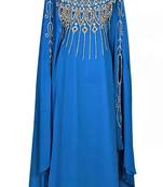 Turquoise georgette zari and stone work islamic farasha